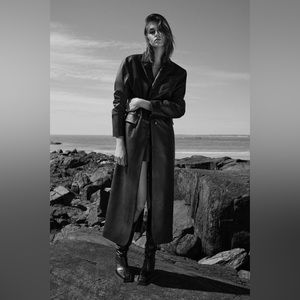 100 percent real sheep leather ZARA X KAIA LEATHER TRENCH SZ XS/S